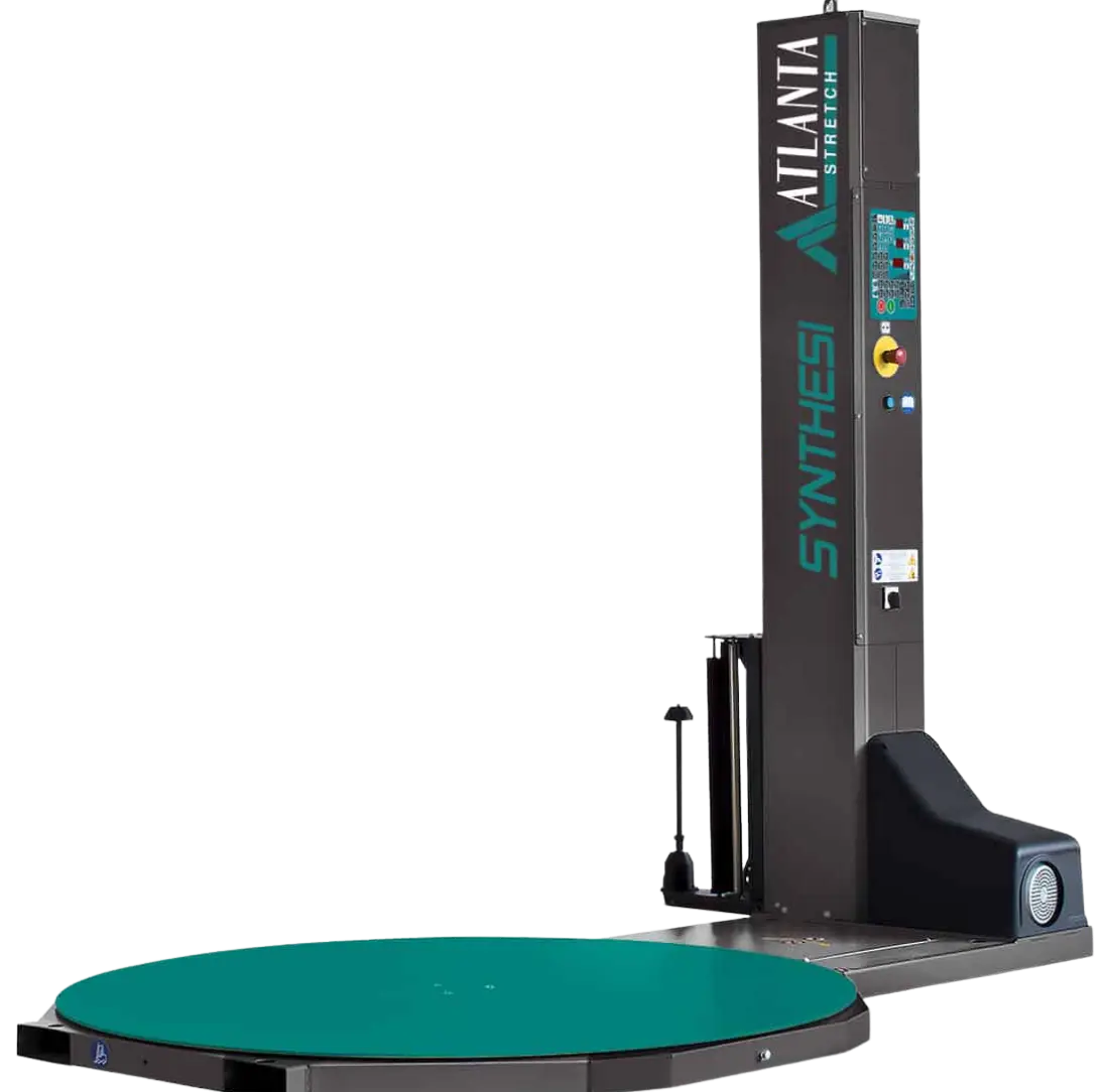 Máquina envolvedora semiautomática SYNTHESI con fondo transparente